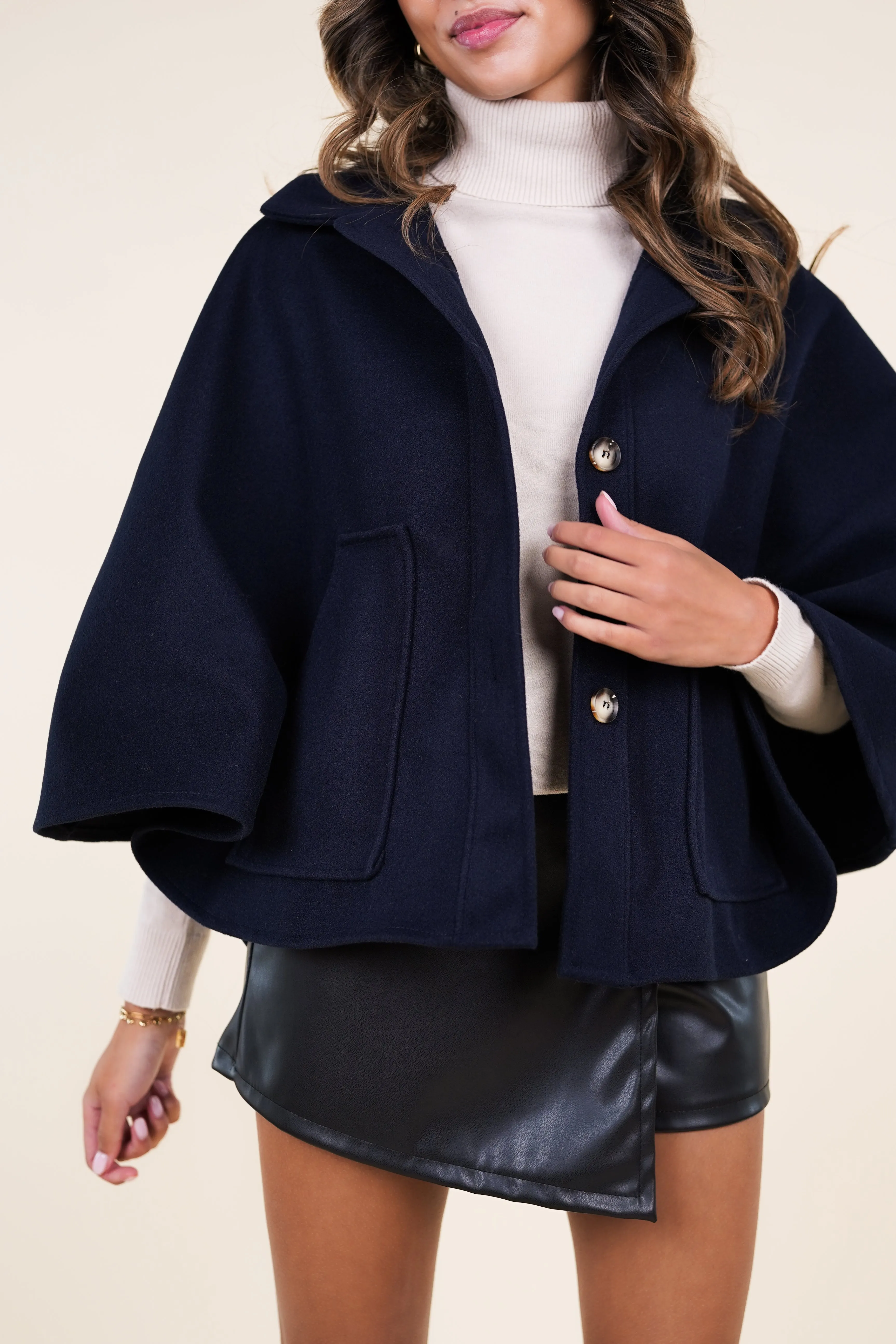 Cape trenchcoat blauw - Haisley