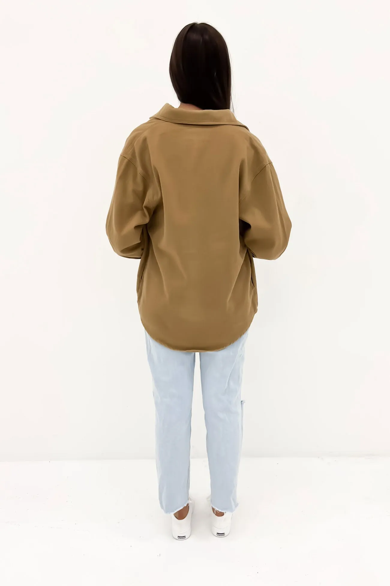 Claude Drill Shacket Caramel