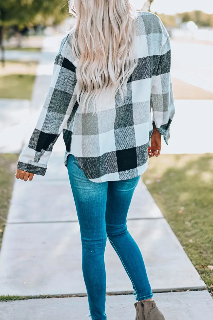 Colorblock Plaid Long Sleeve Jacket