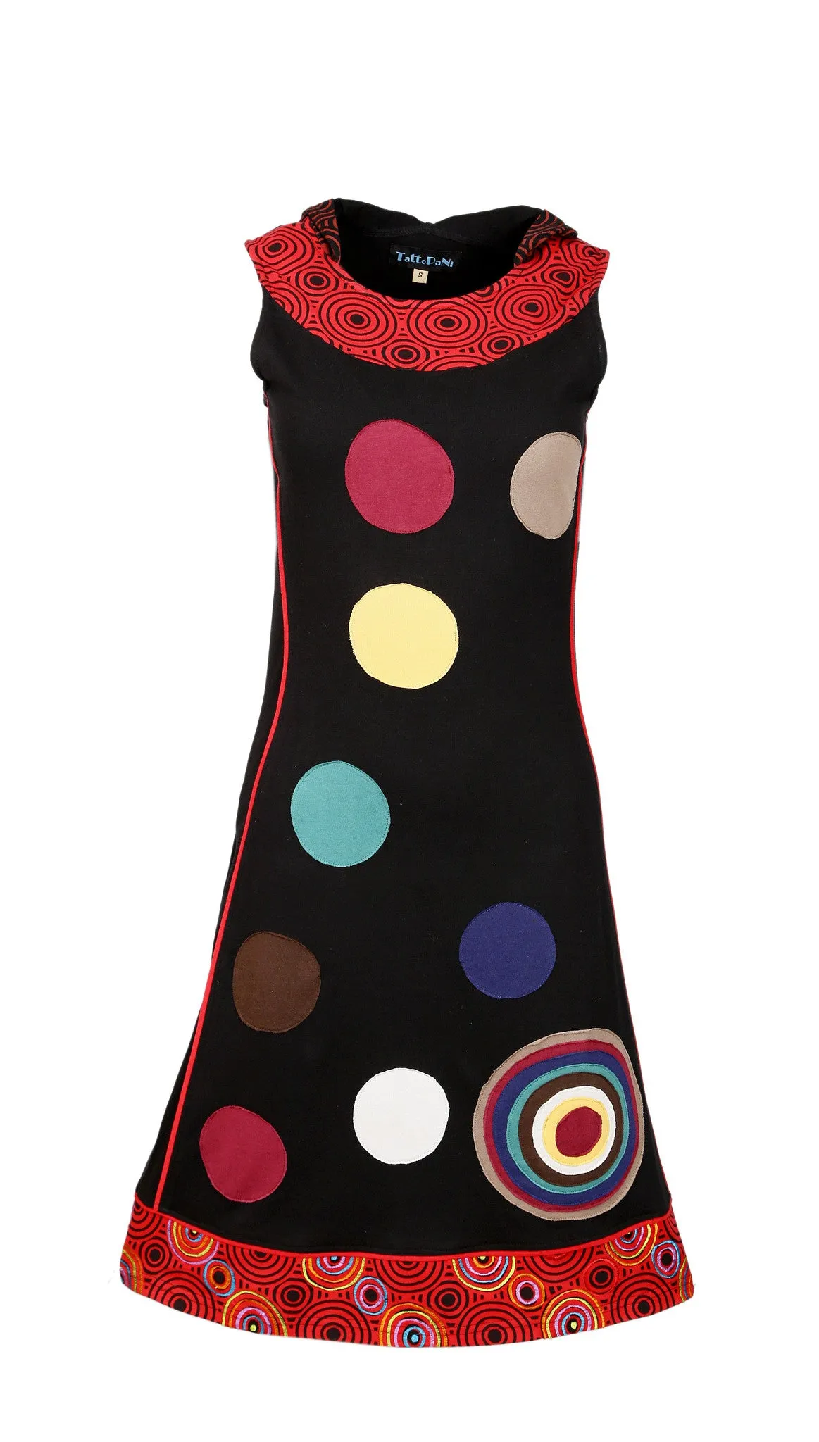 Colorful Circle Patch Sleeveless Summer Dress