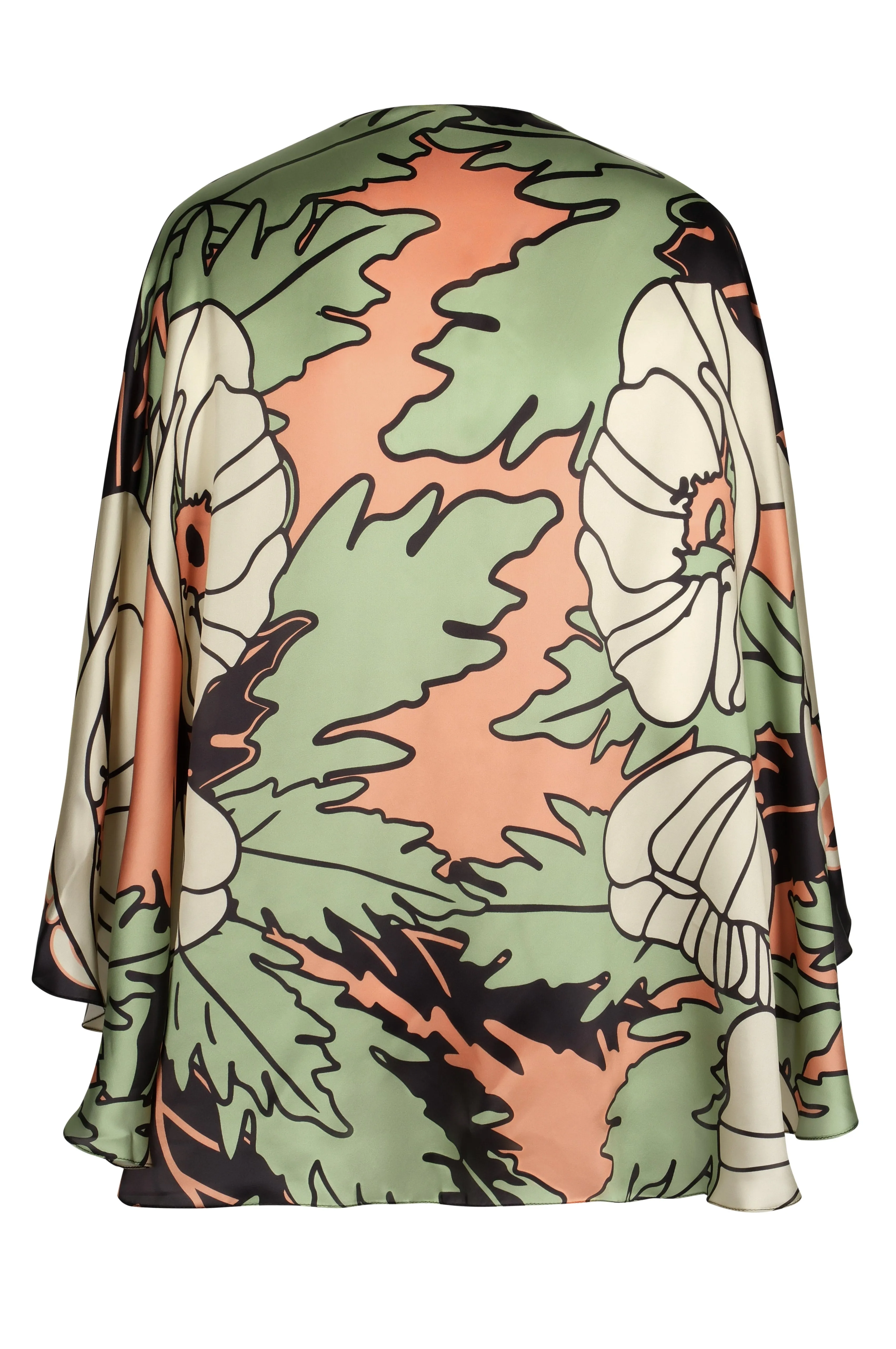 Costa Nova Satin Silk Cape / Sage Gladiolos