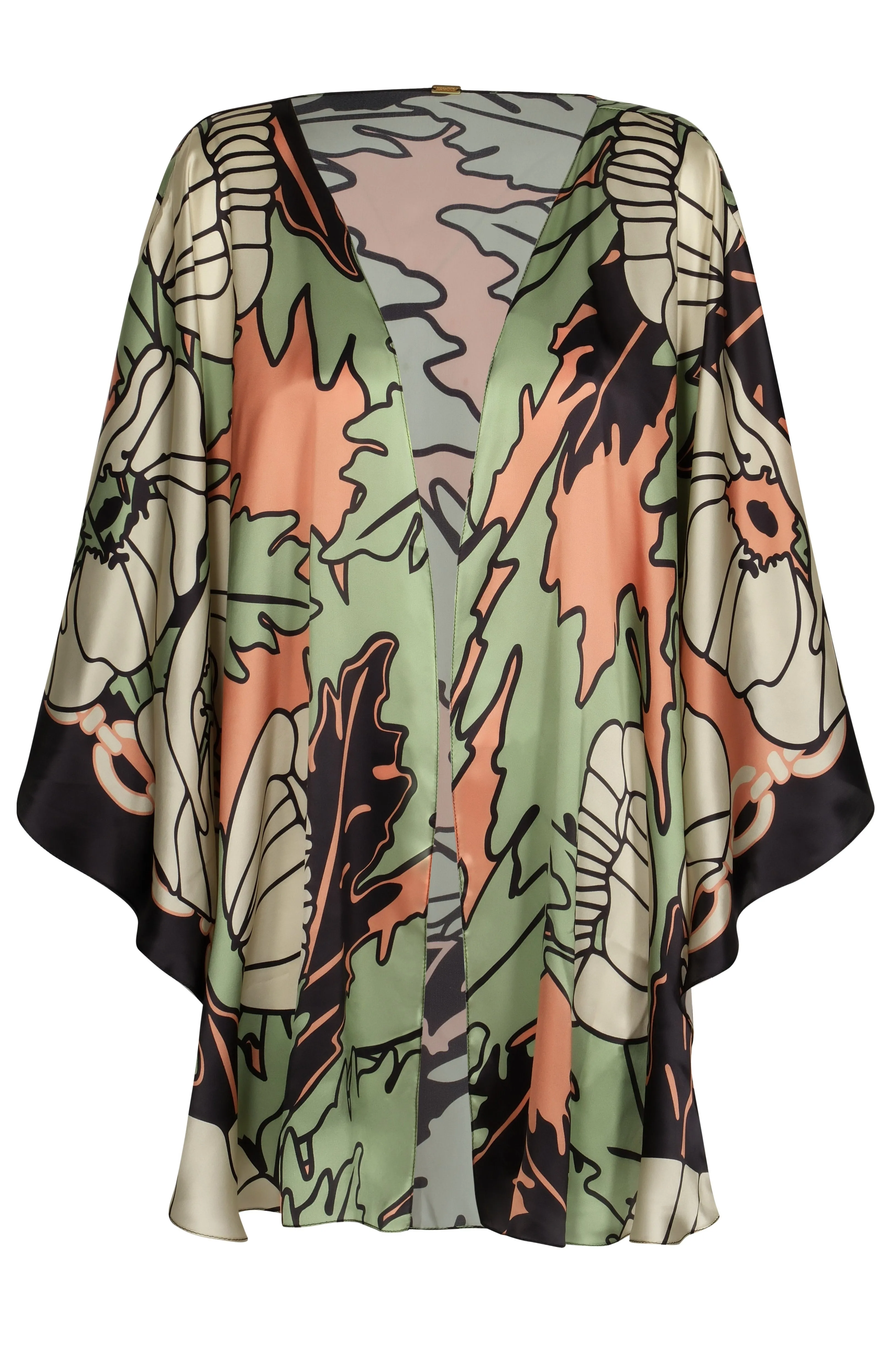 Costa Nova Satin Silk Cape / Sage Gladiolos