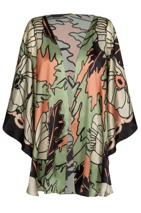 Costa Nova Satin Silk Cape / Sage Gladiolos