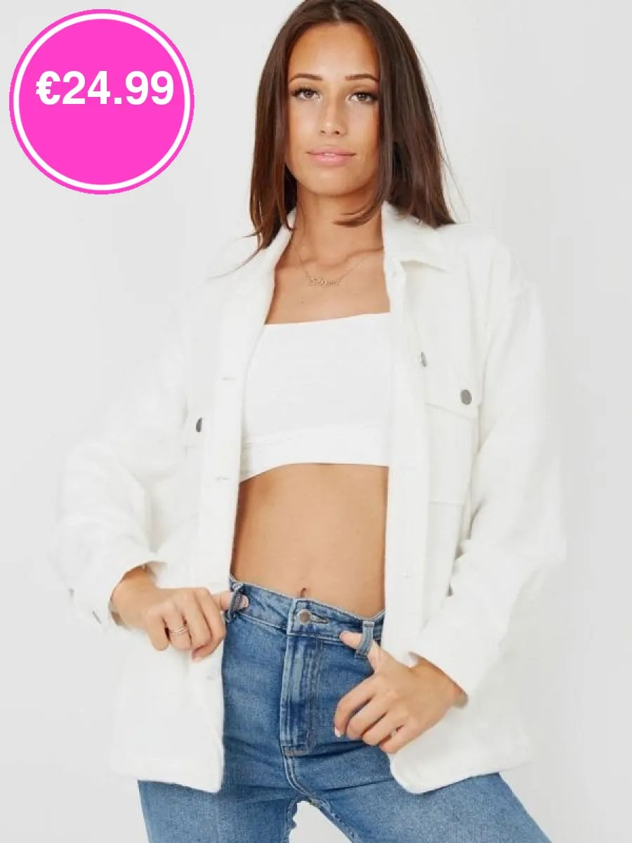 Cream Button Shirt Jacket