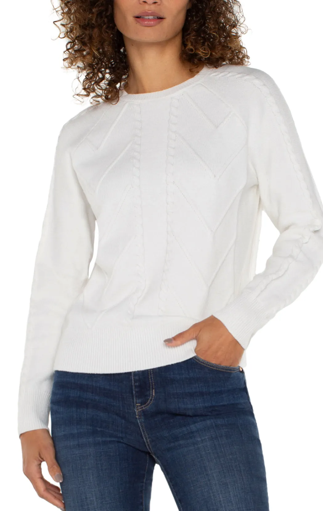 Crew Neck Raglan Sweater - Porcelain