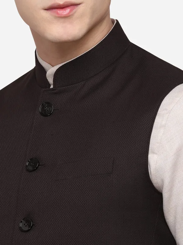 Dark Brown Regular Fit Solid Modi Jacket | JadeBlue