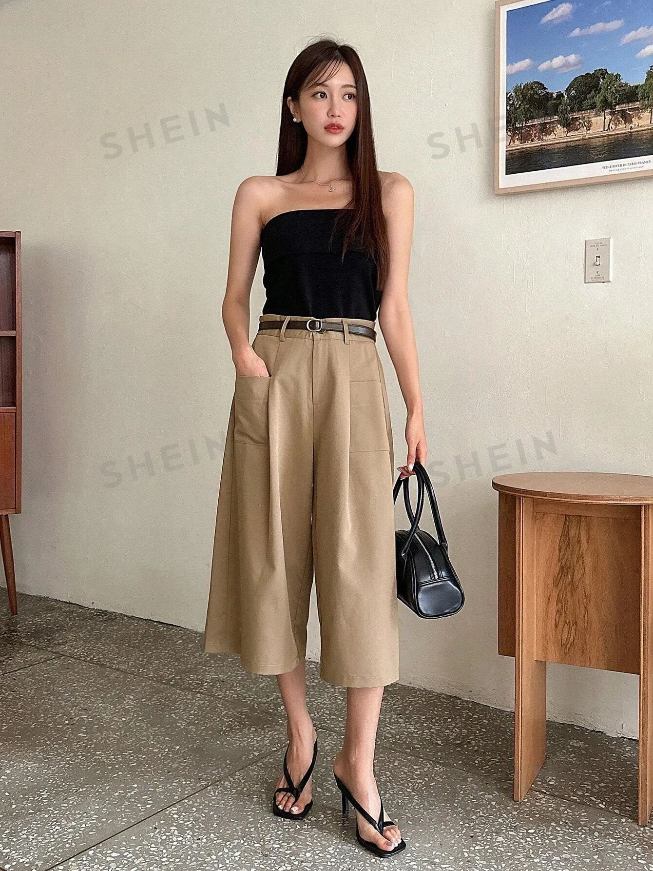 DAZY High Waist Dual Pocket Wide Leg Pants