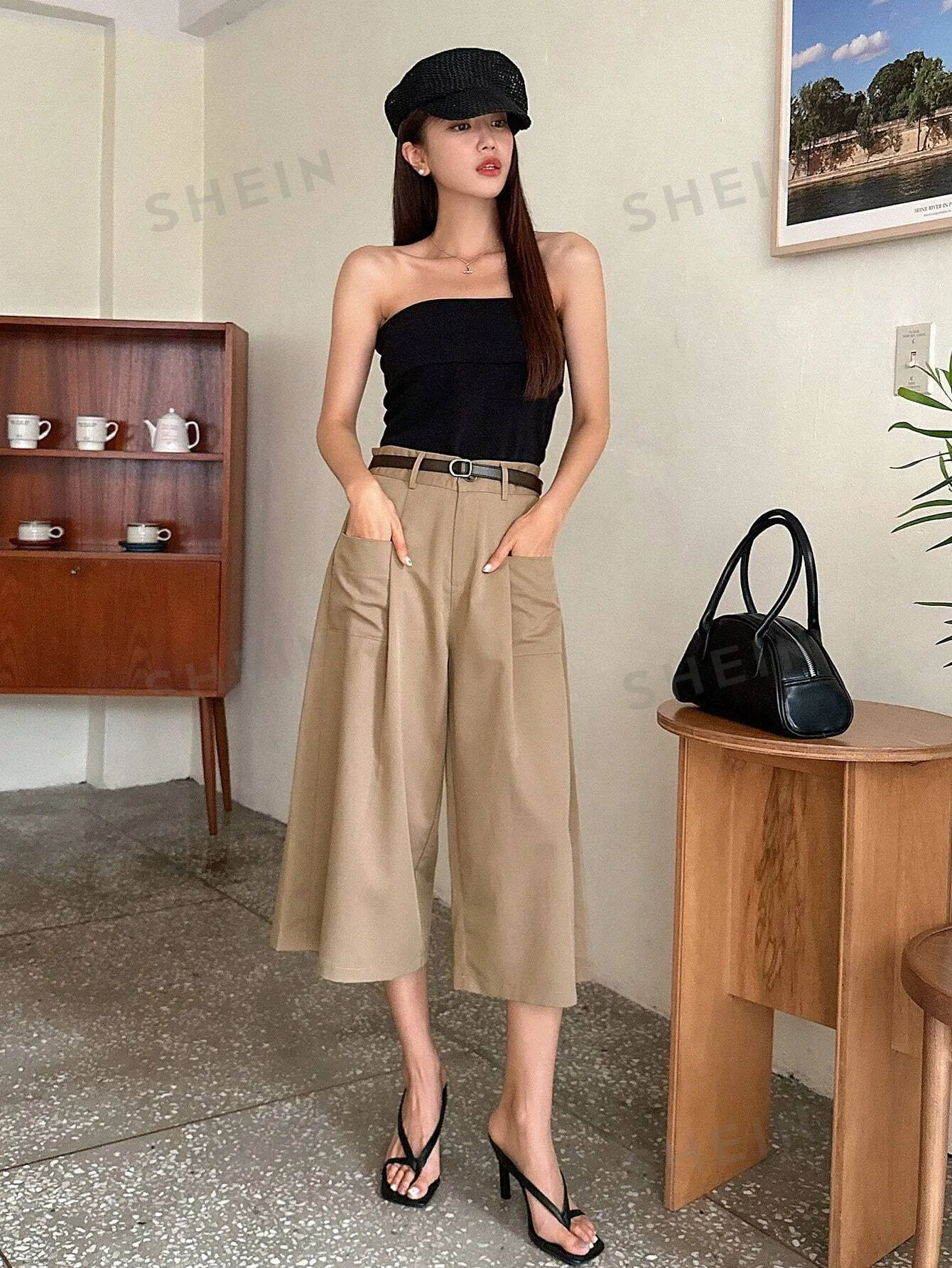 DAZY High Waist Dual Pocket Wide Leg Pants