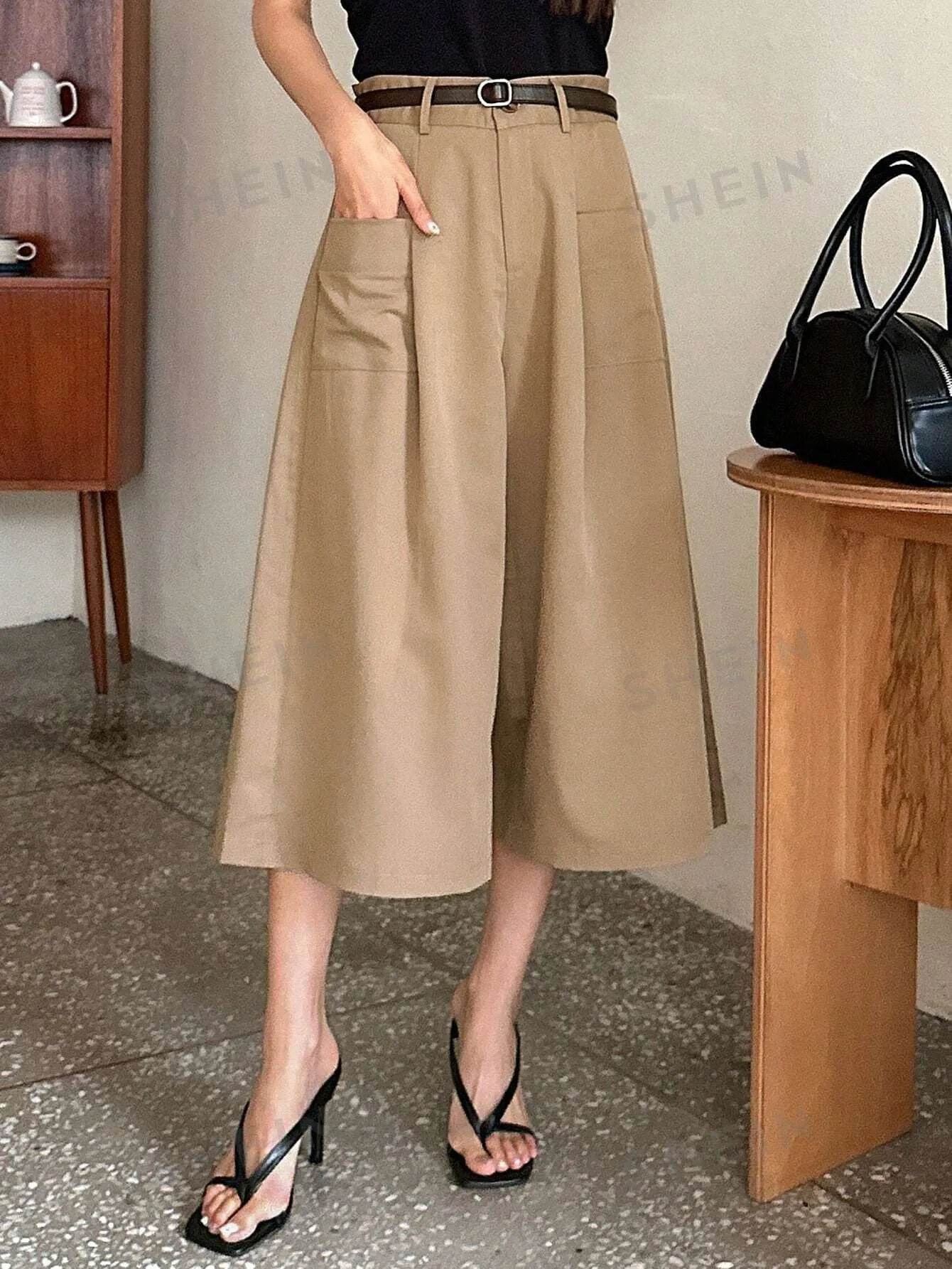 DAZY High Waist Dual Pocket Wide Leg Pants