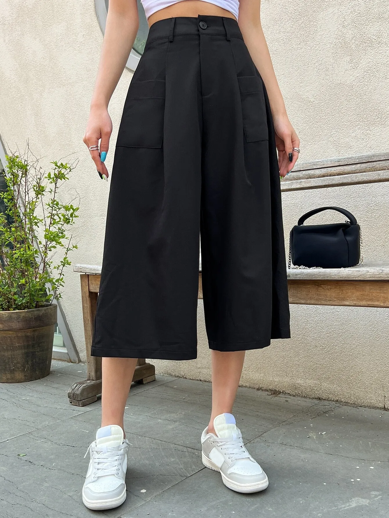 DAZY High Waist Dual Pocket Wide Leg Pants