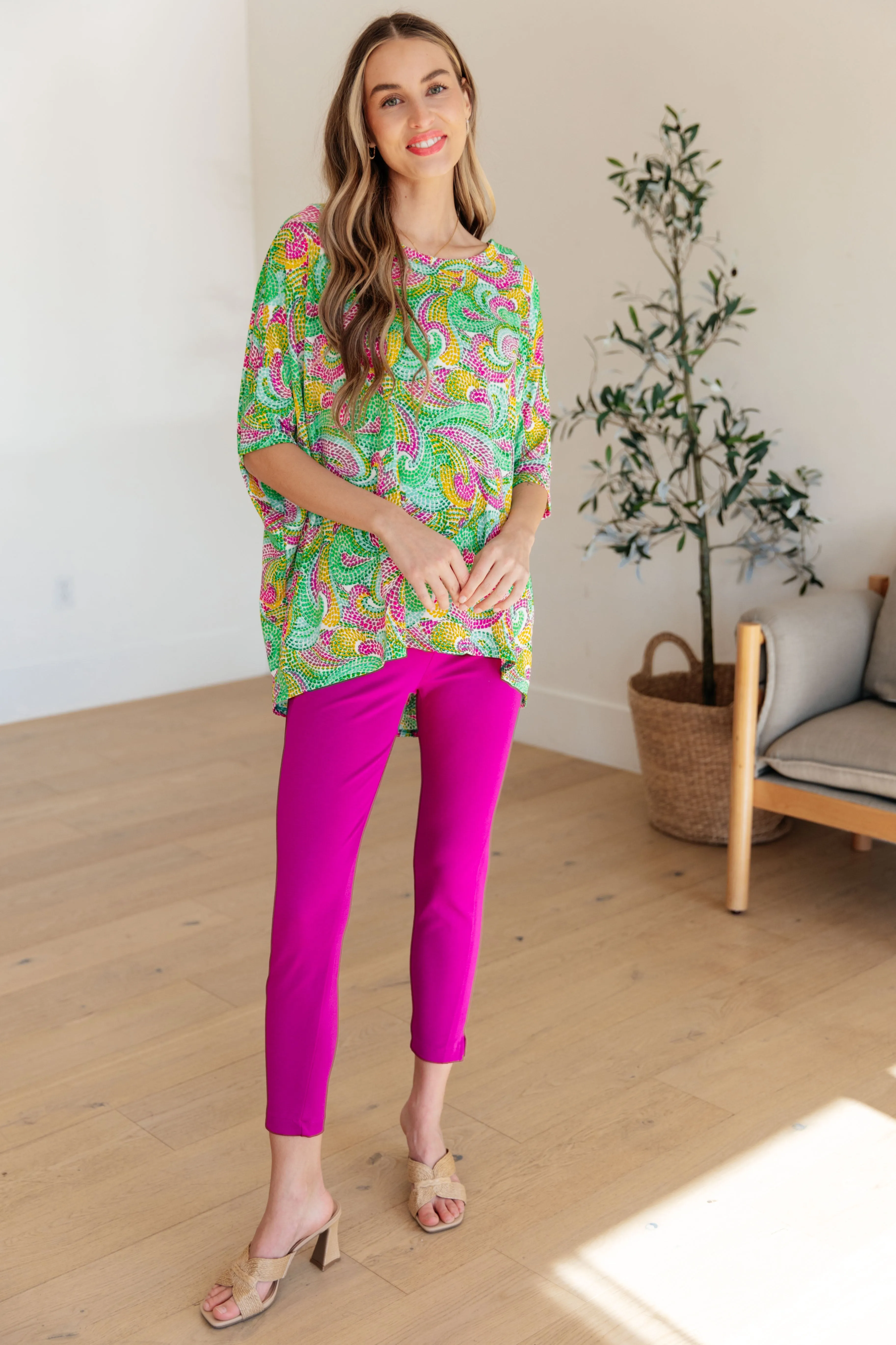 Dear Scarlett Essential Blouse in Painted Green and Pink