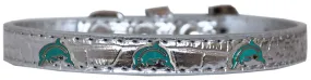 Dolphin Widget Croc Dog Collar Silver Size 10