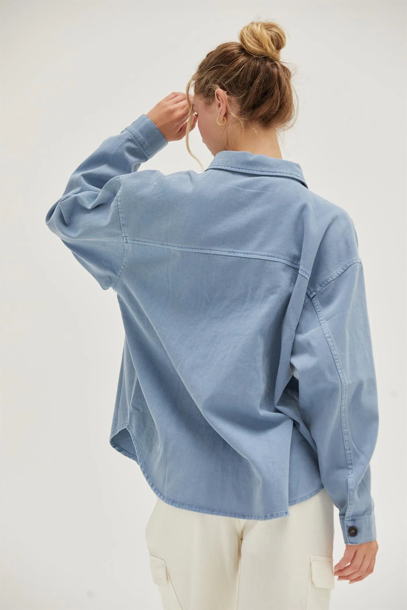 DZ24E942-OVERSIZED BUTTON UP SHACKET