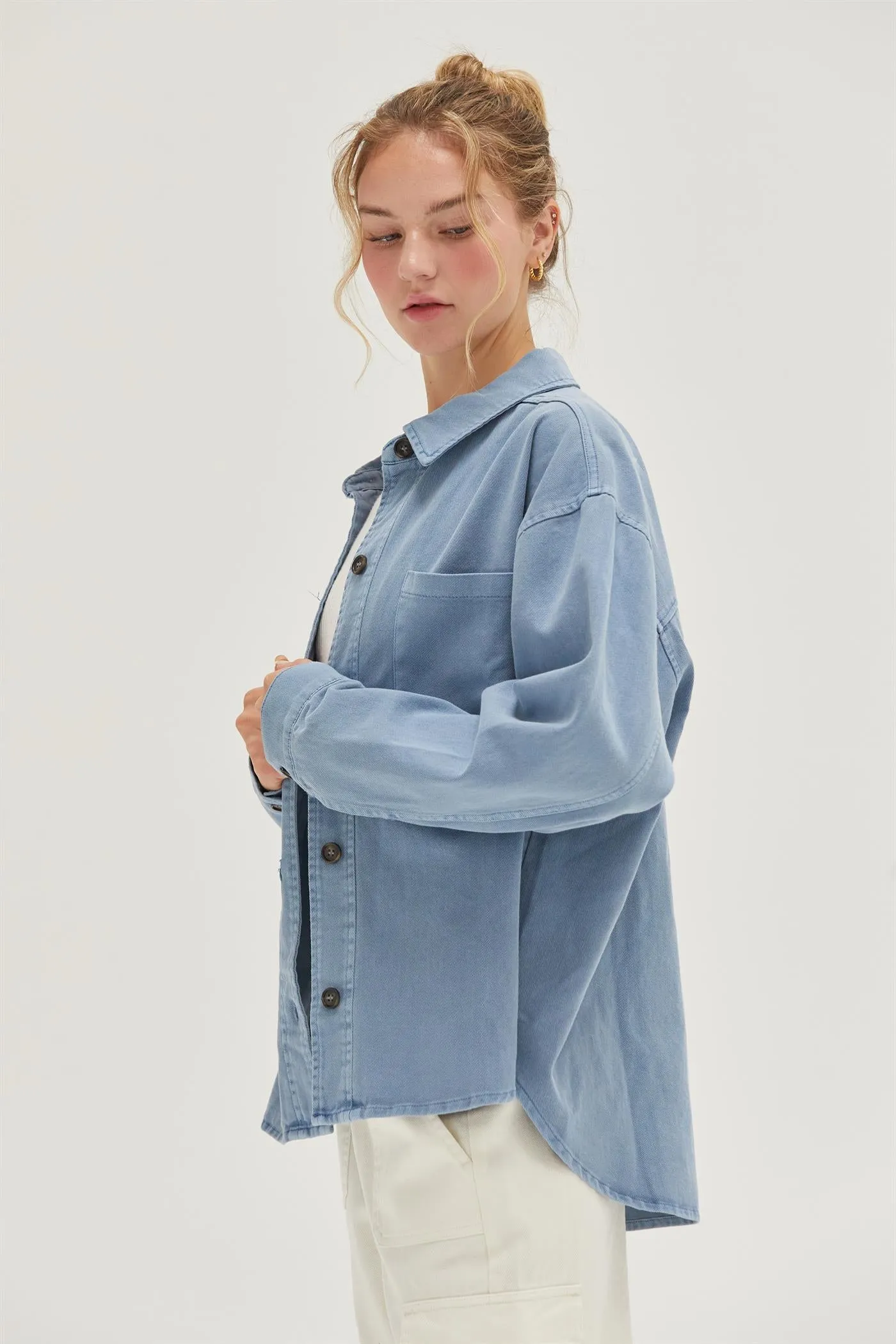 DZ24E942-OVERSIZED BUTTON UP SHACKET