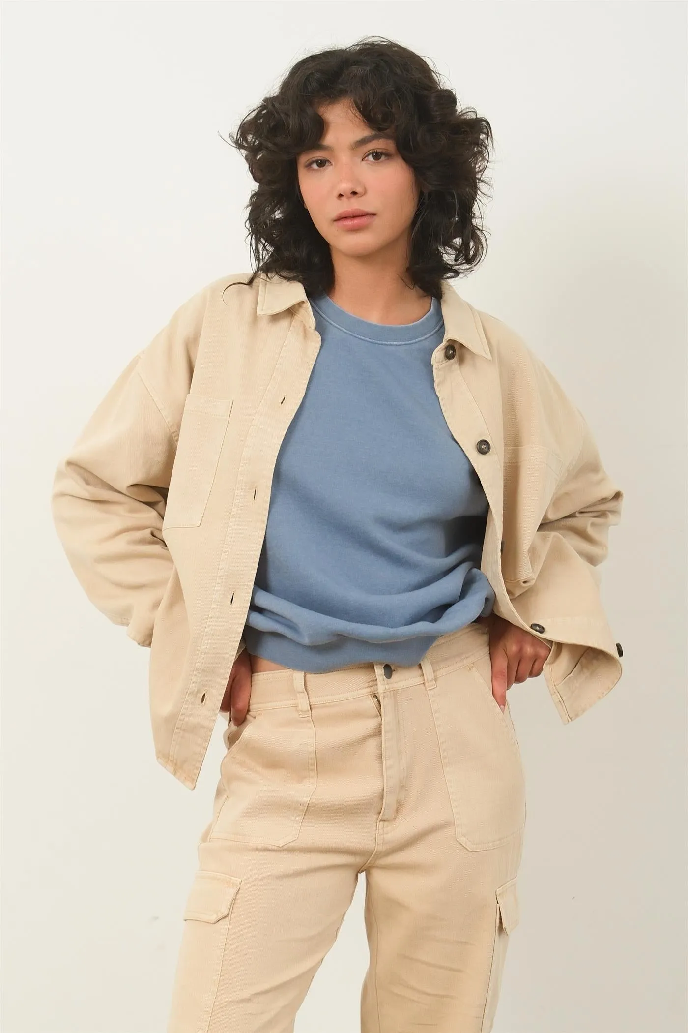 DZ24E942-OVERSIZED BUTTON UP SHACKET