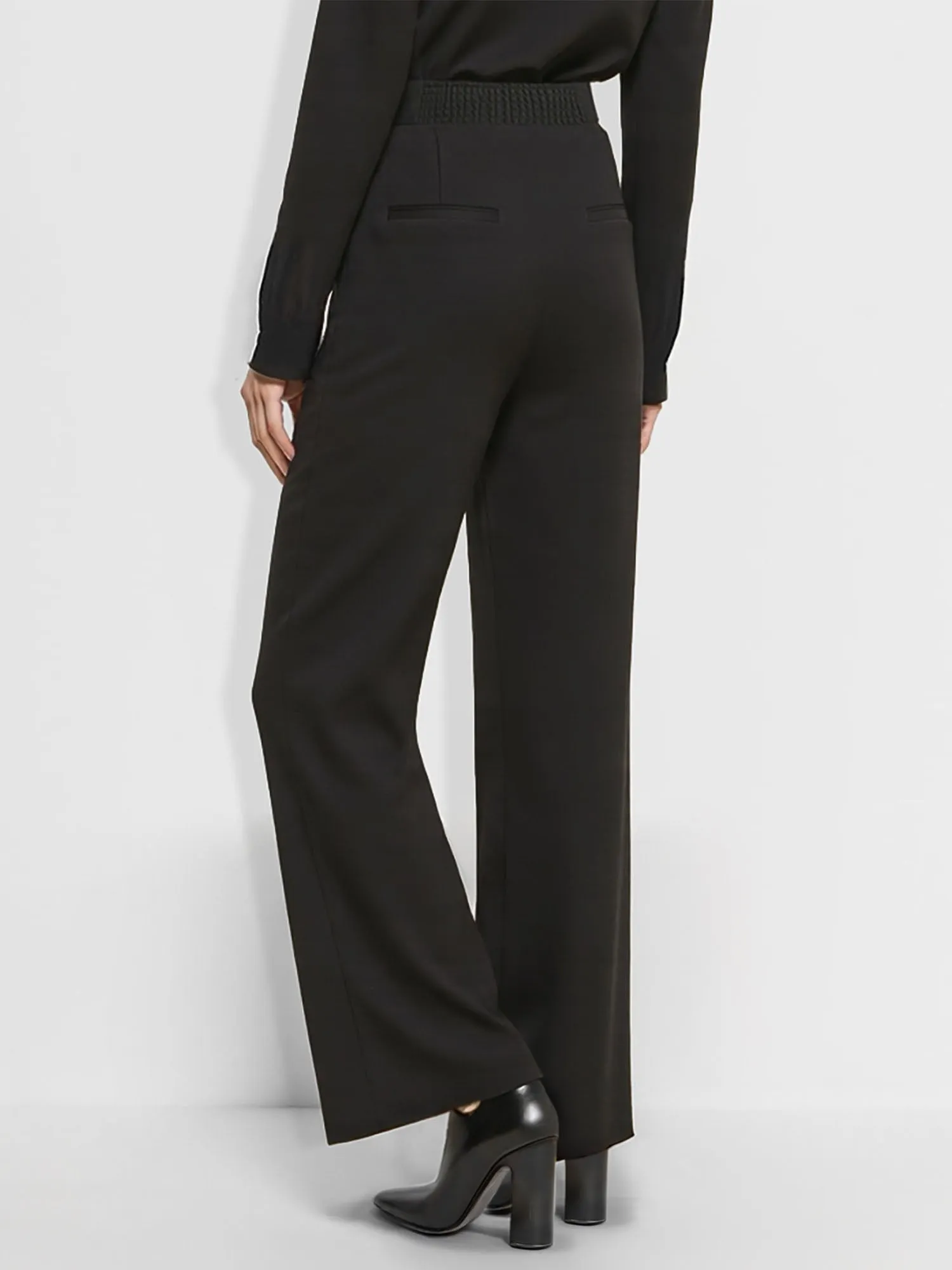 Elegant Style High Waist Wide-Leg Pleat Front Pant