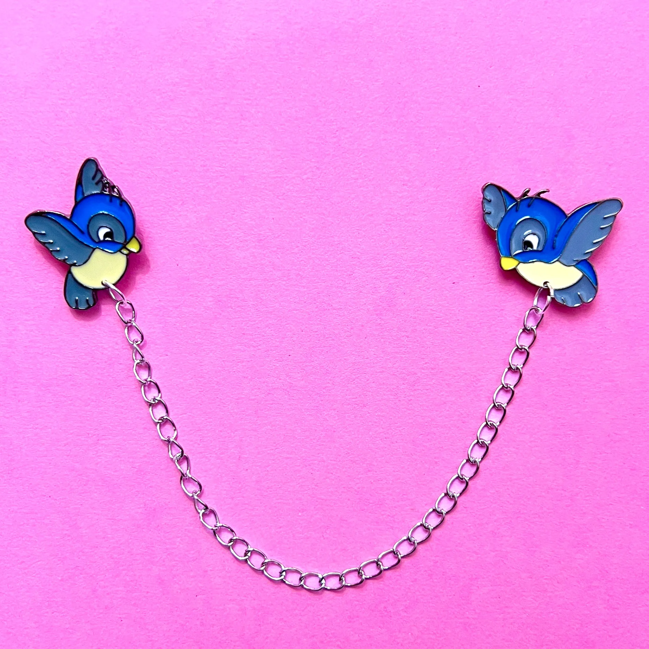 Enchanted Blue Bird Collar Pins Or Sweater Guards