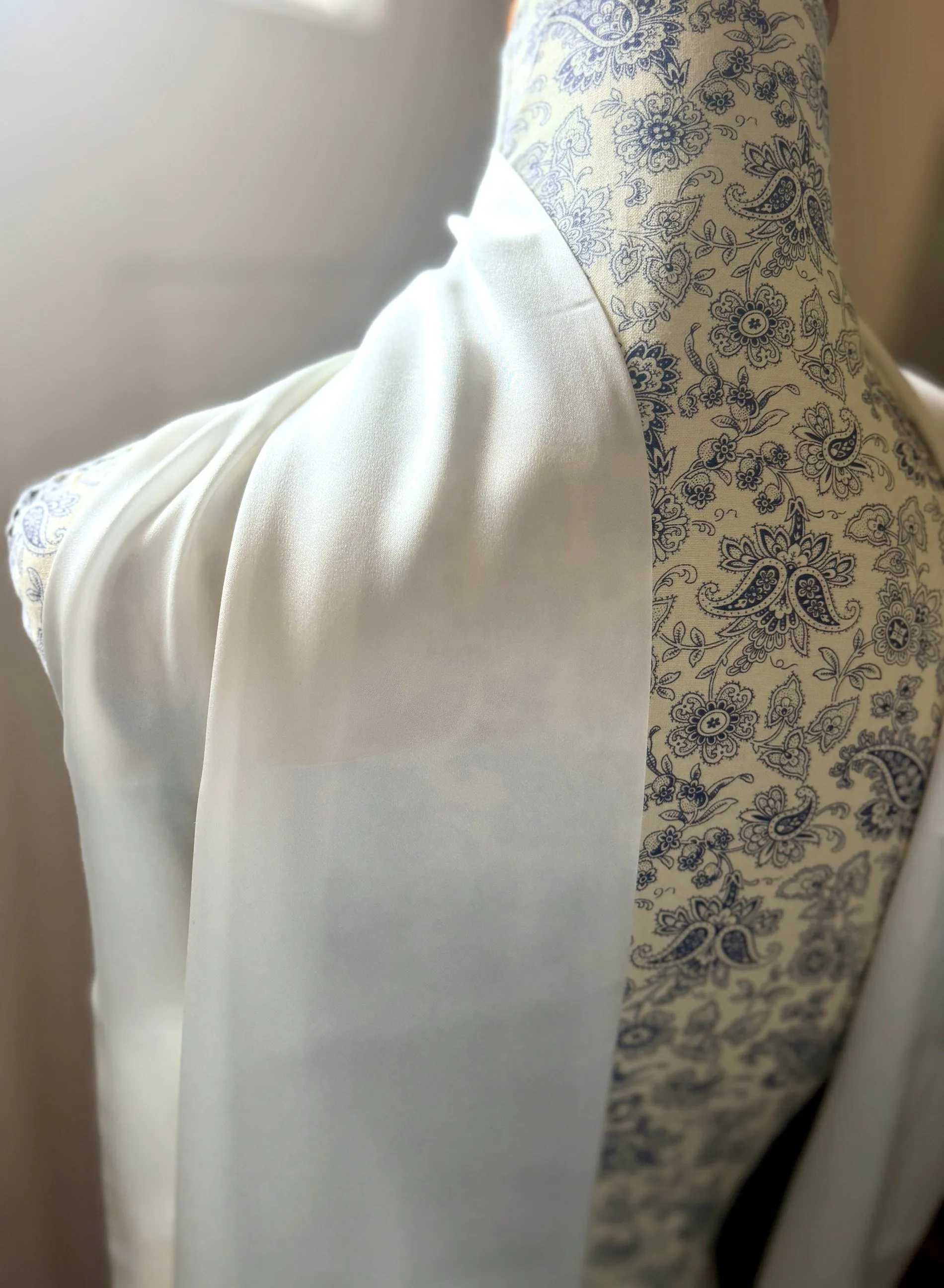 Extra Long Silk Satin Bridal Scarf, White or Ivory Wedding Neckerchief