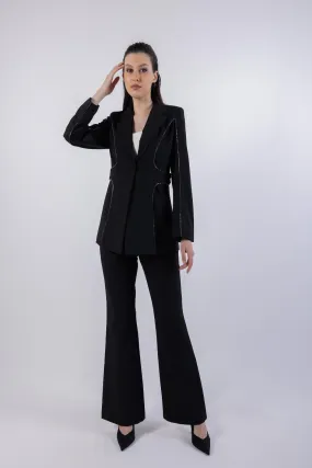 Flared Leg Solid Formal Trouser\ لاورس يمسر ميمصتب لجرأ ةعساو هداس