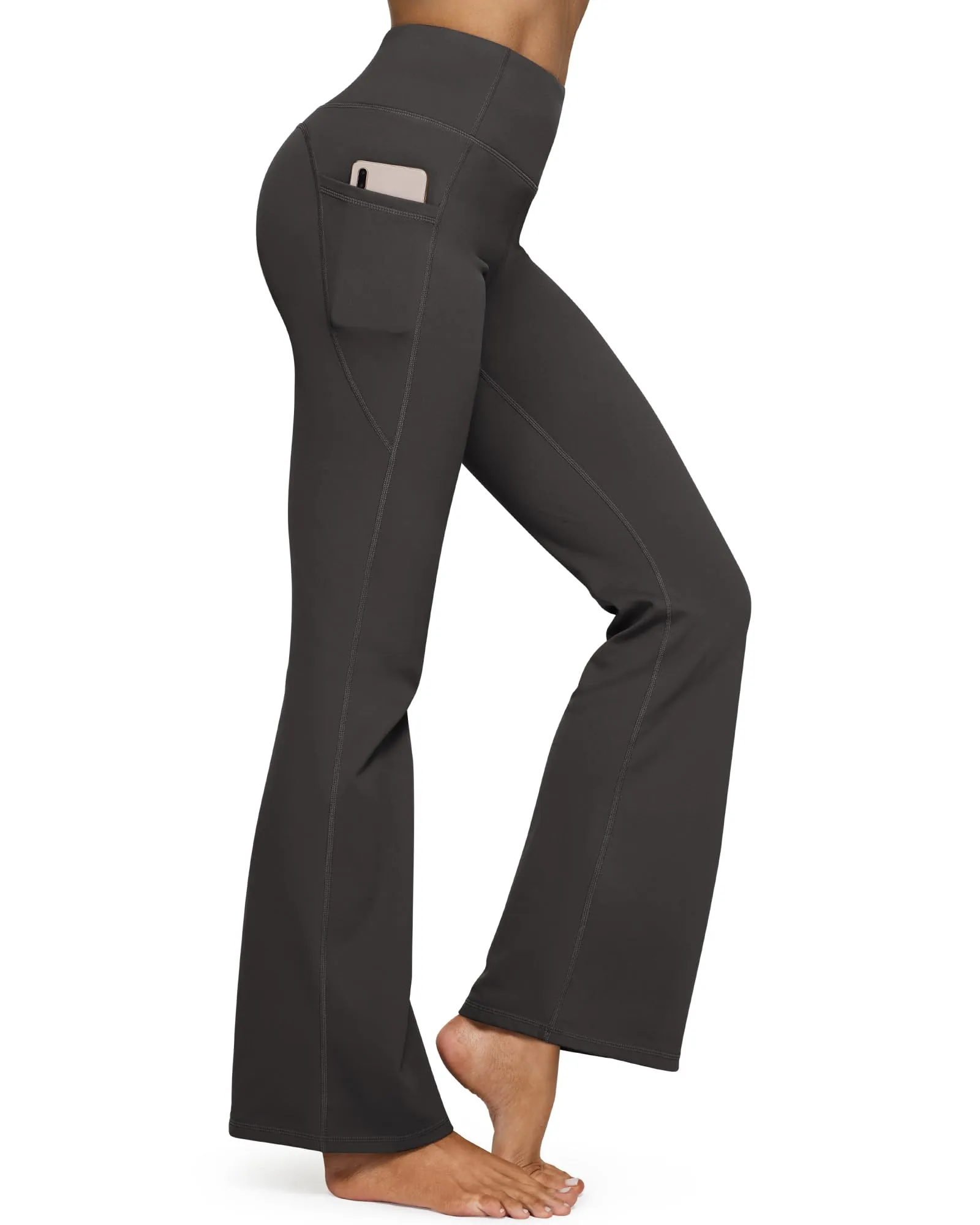 Fleece Lined High-Waist Casual Flare Pants