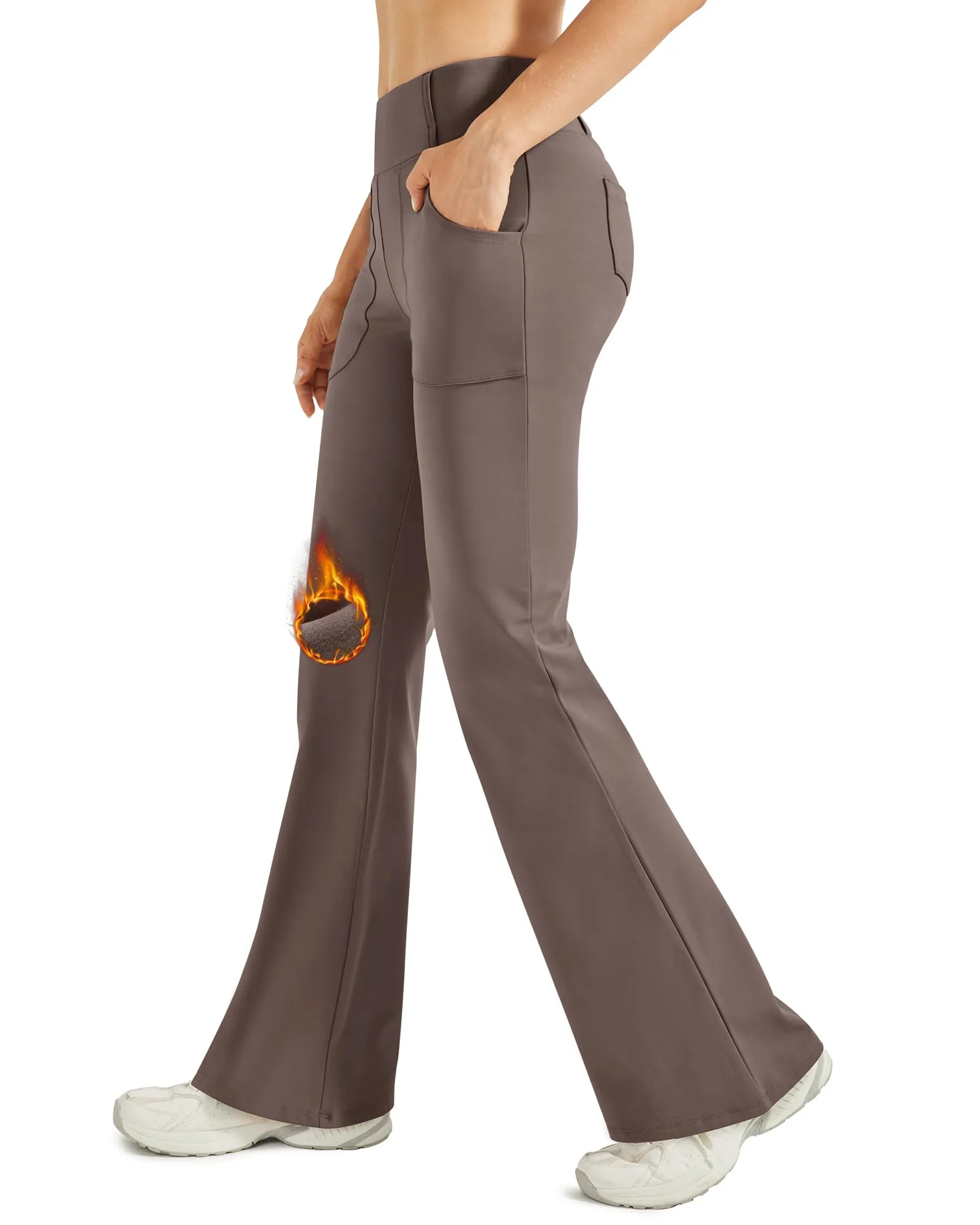 Fleece Lined High-Waist Work Flare Pants