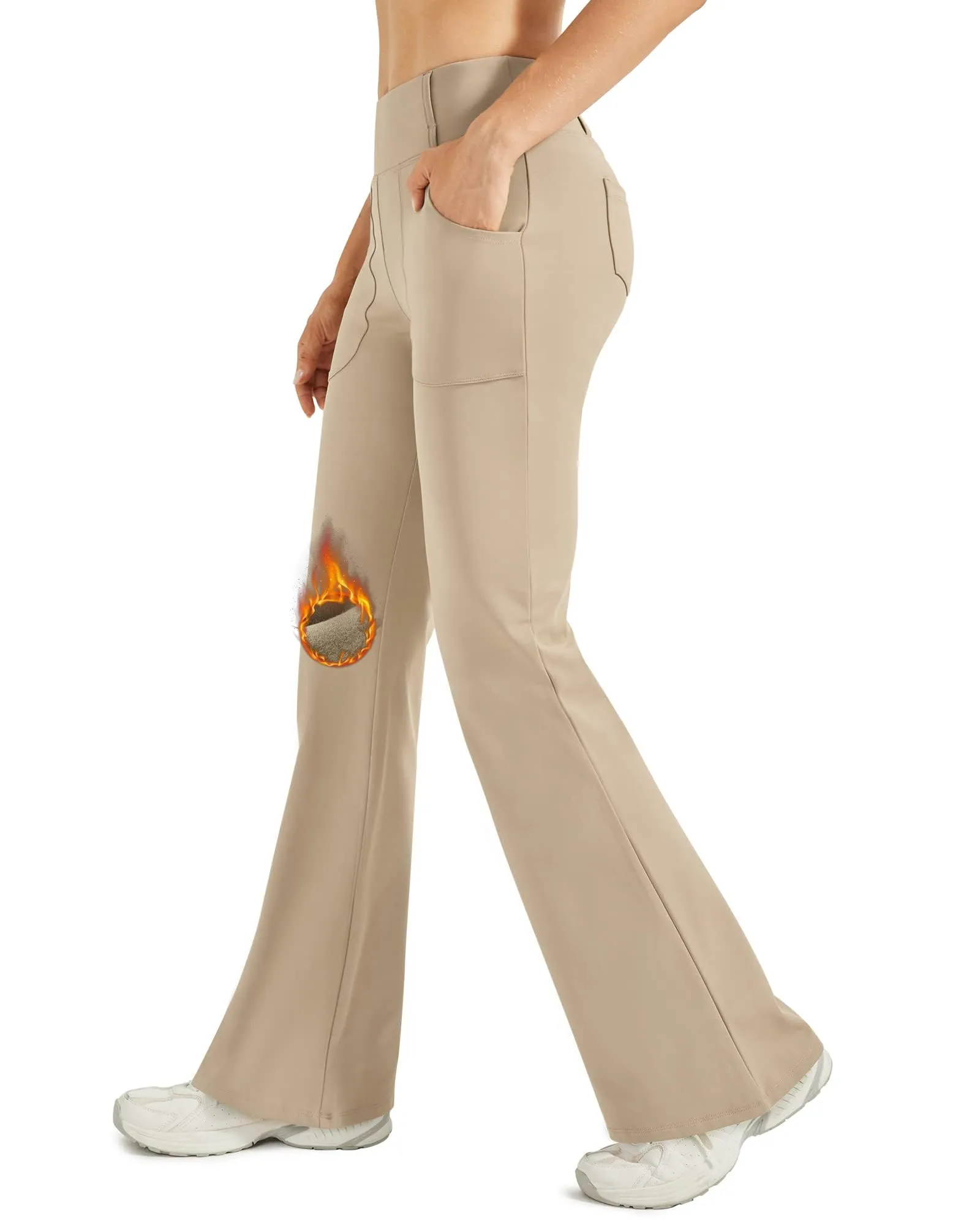 Fleece Lined High-Waist Work Flare Pants