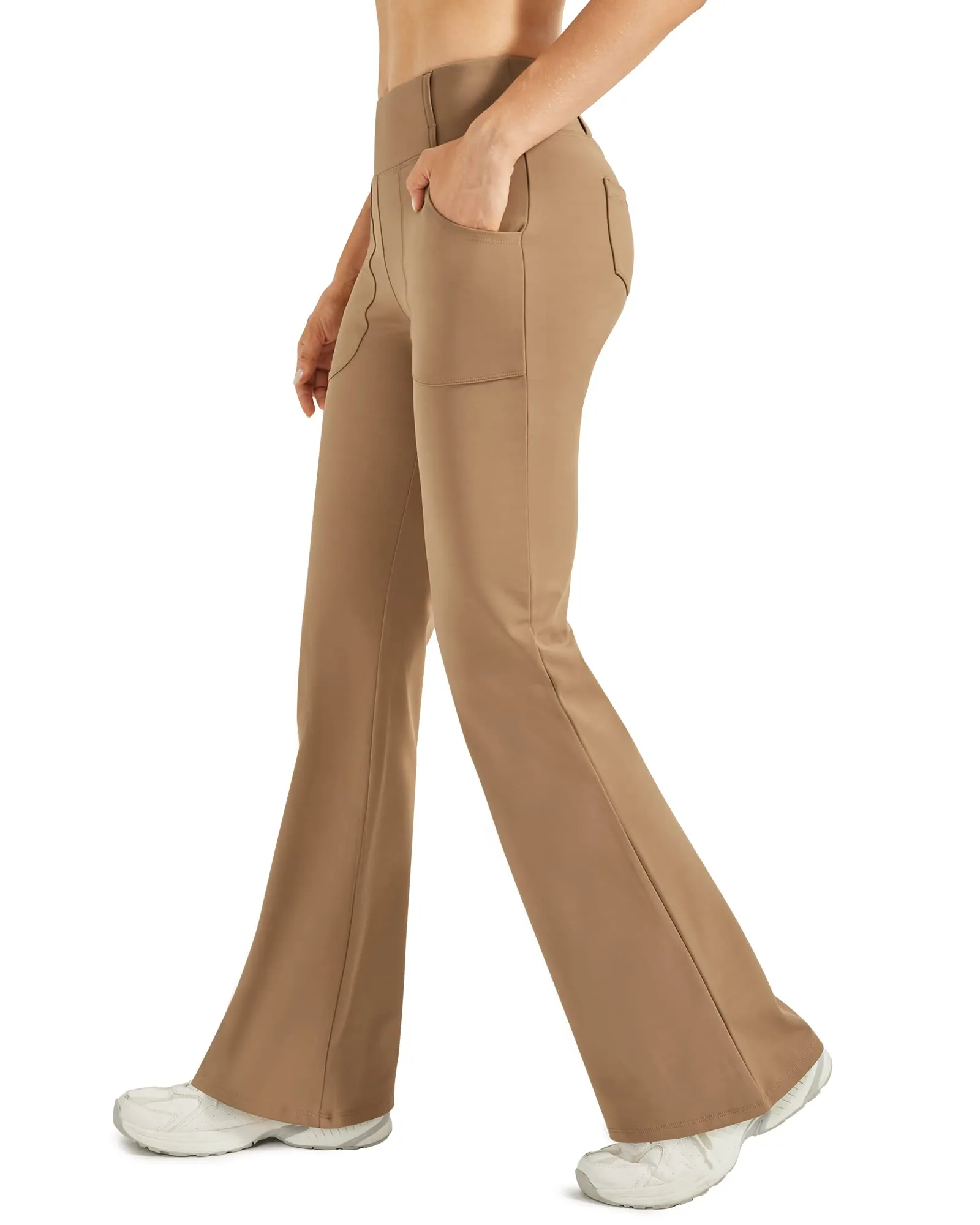 Fleece Lined High-Waist Work Flare Pants