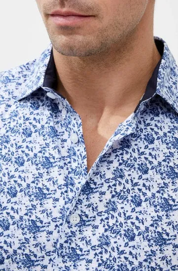 French Connection Long Sleeve All Over Print Shirt - Blue Combo