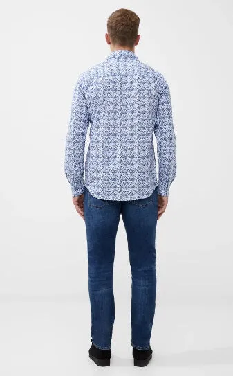 French Connection Long Sleeve All Over Print Shirt - Blue Combo