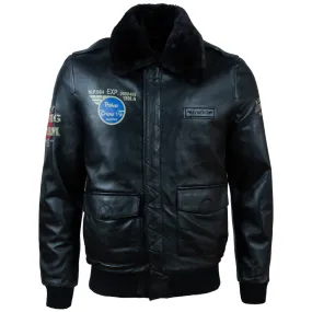 G5SQ Men's Aviator Jacket - Black/Black Fur