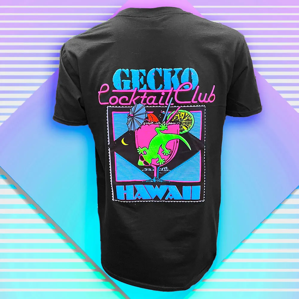 Gecko Cocktail Club Black Beach Tee