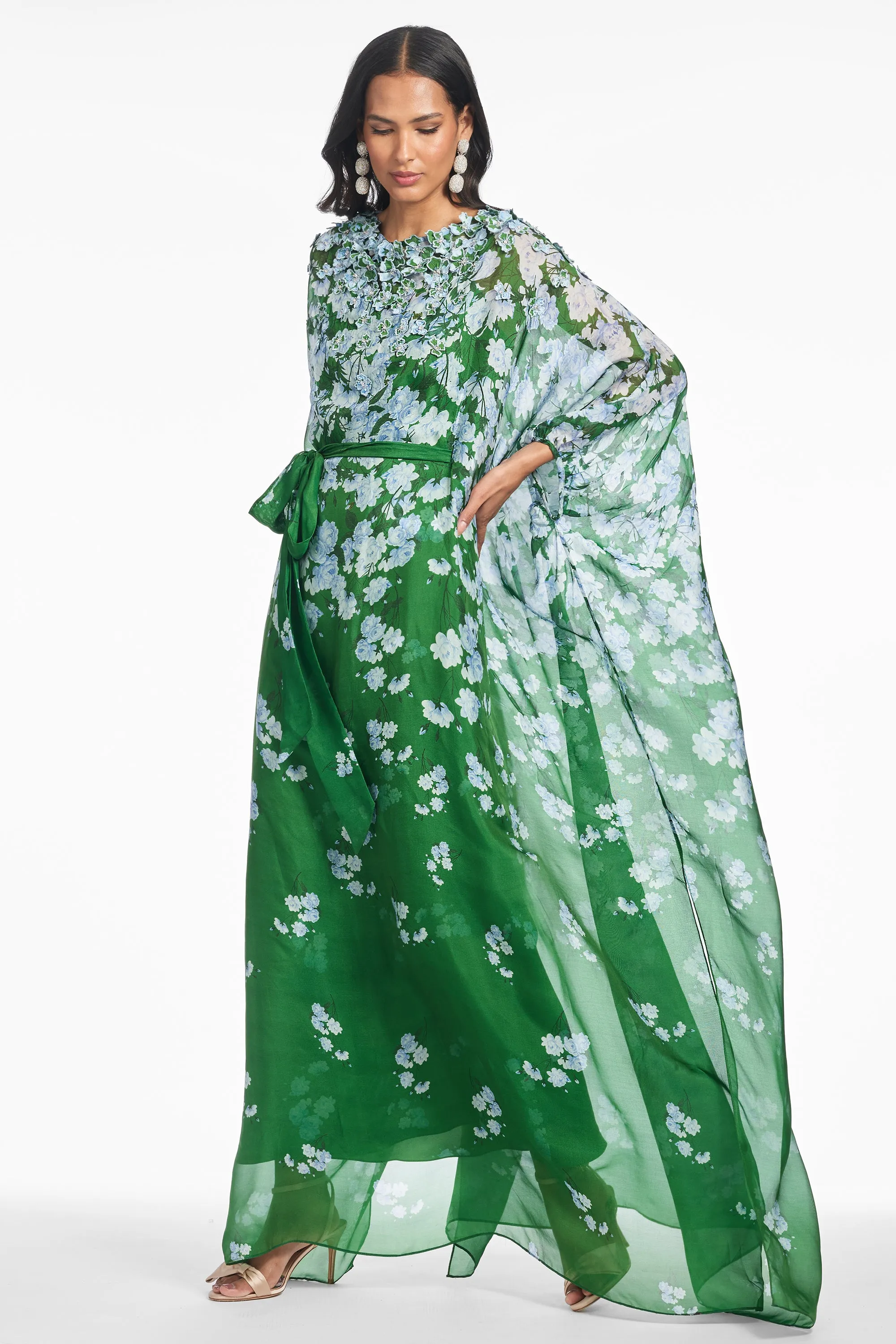 GILDA GOWN - KELLY GREEN DEGRADE FLORALS