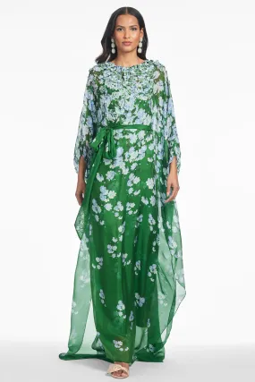 GILDA GOWN - KELLY GREEN DEGRADE FLORALS