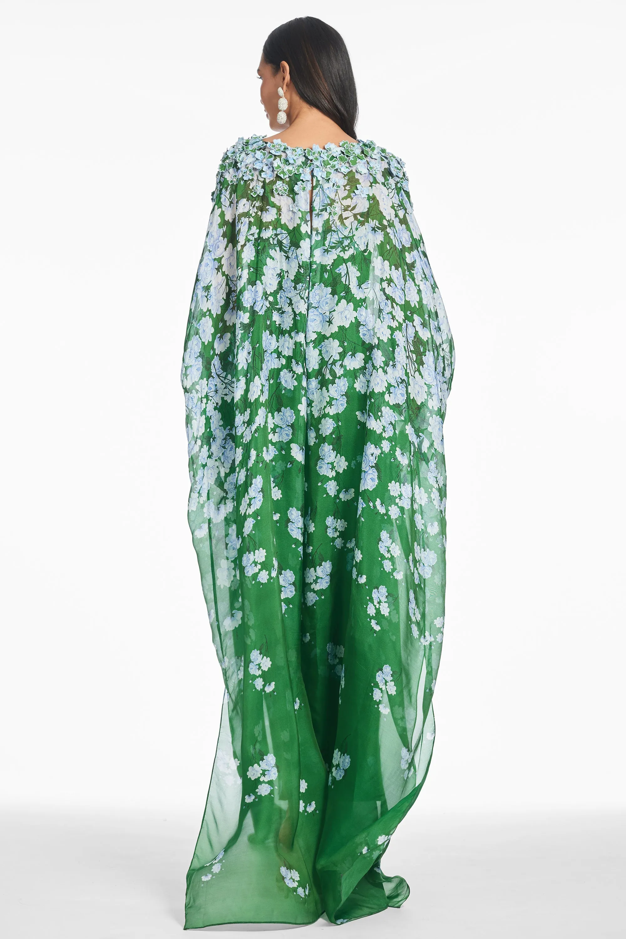 GILDA GOWN - KELLY GREEN DEGRADE FLORALS