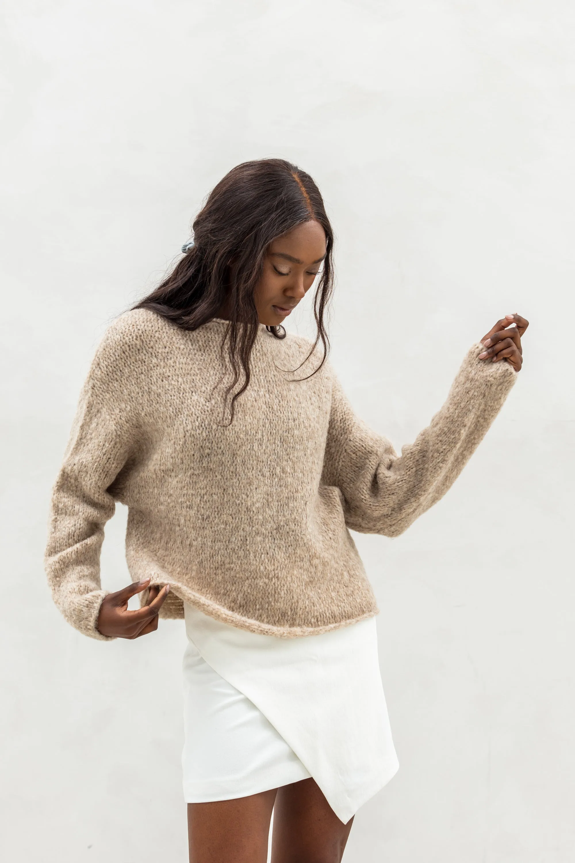 Handmade Oversize Alpaca crop sweater