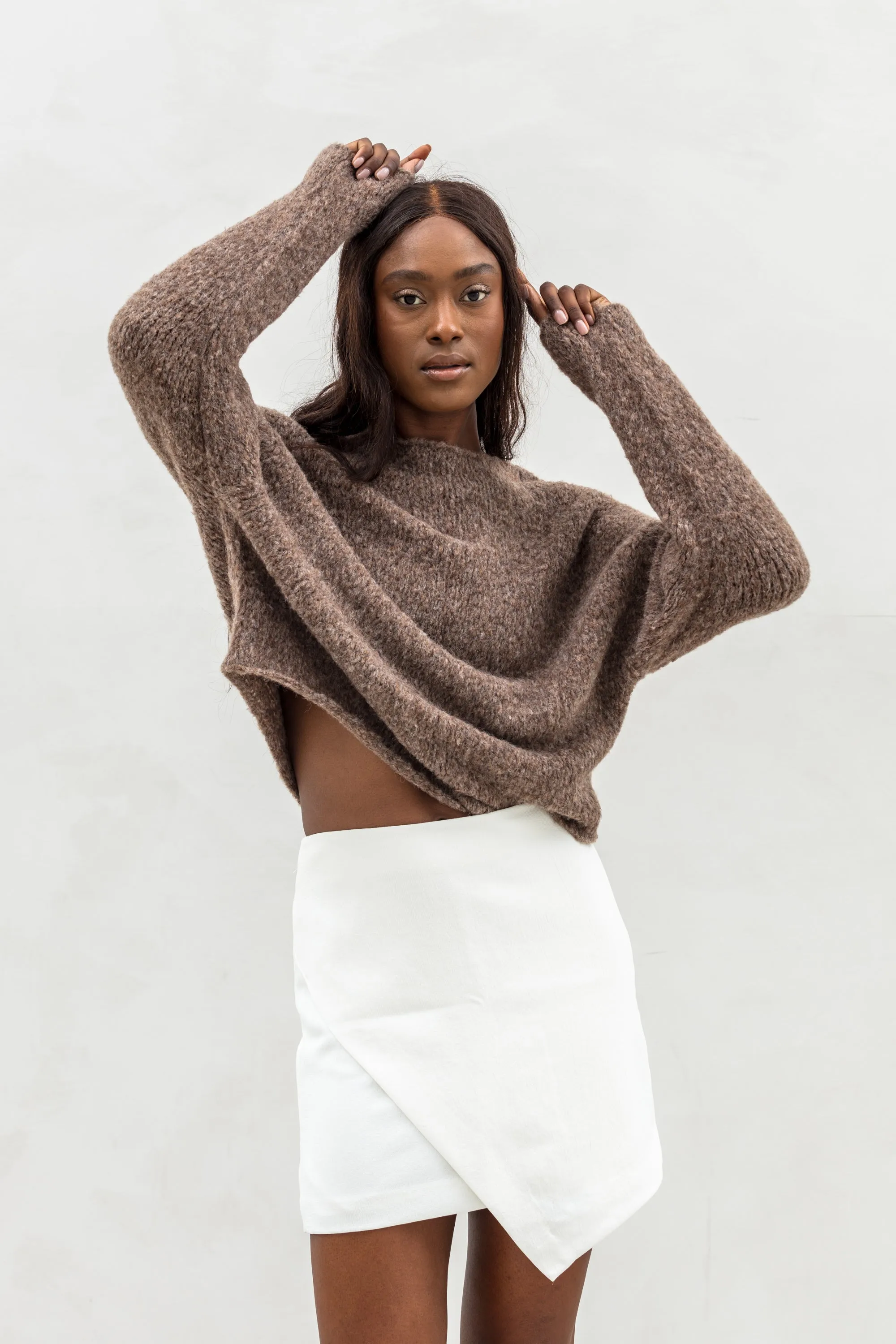 Handmade Oversize Alpaca crop sweater