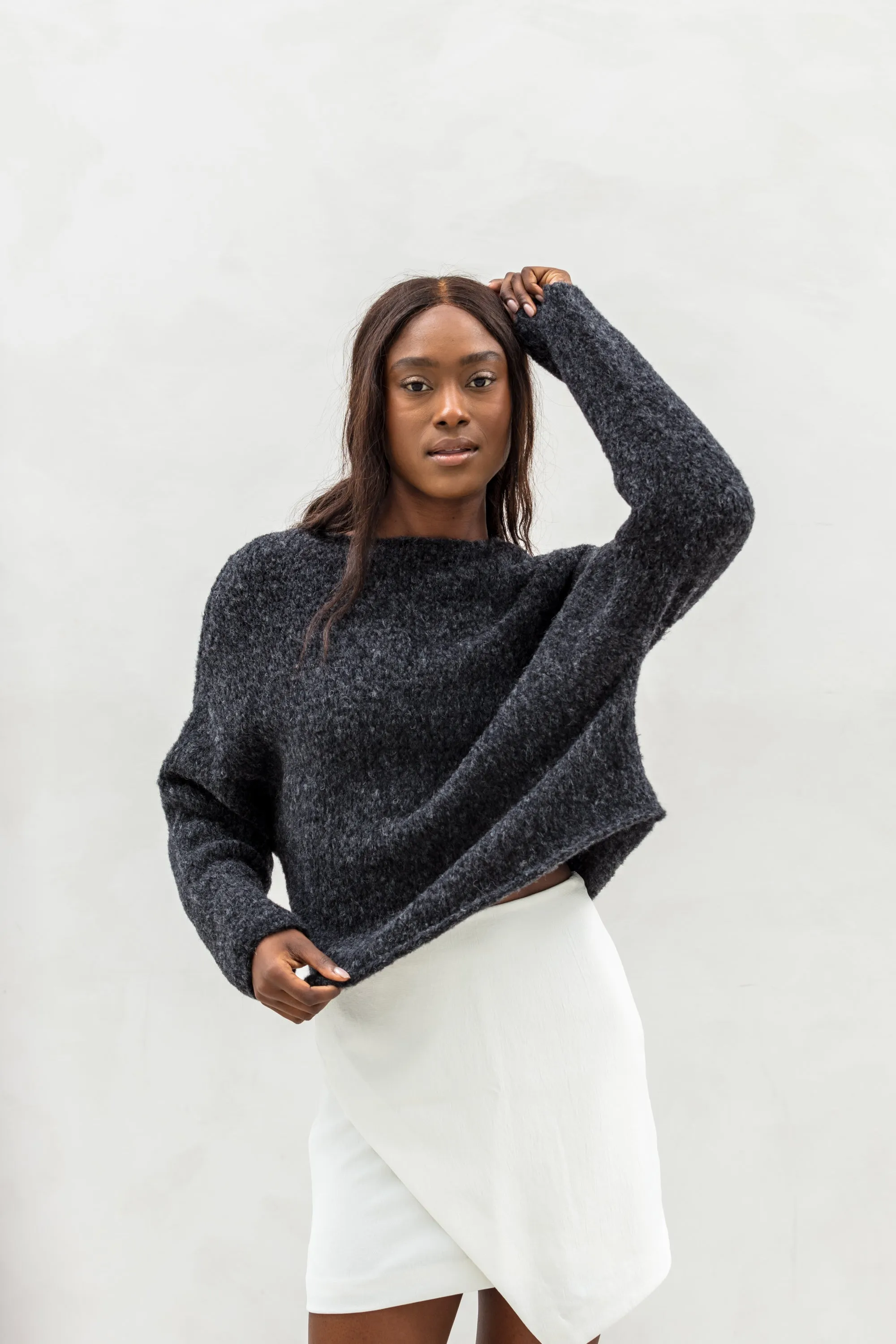 Handmade Oversize Alpaca crop sweater