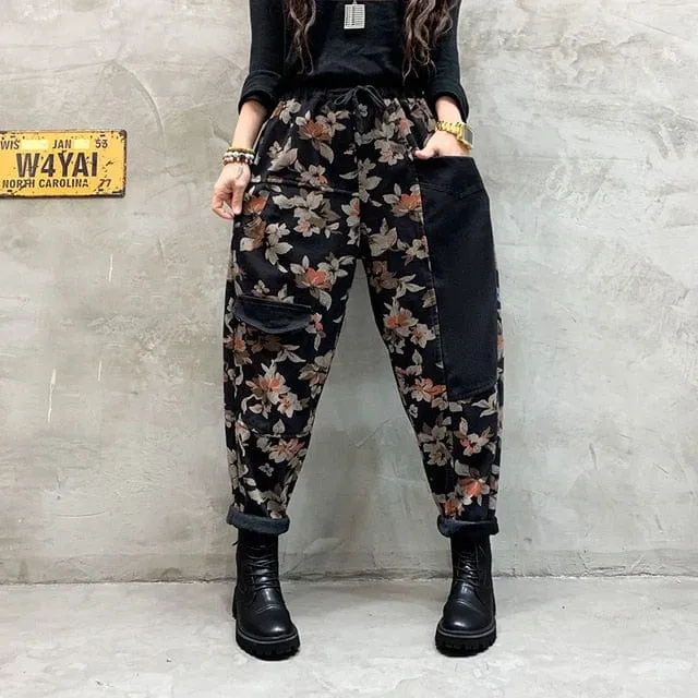 High Waist Denim Harem Pants