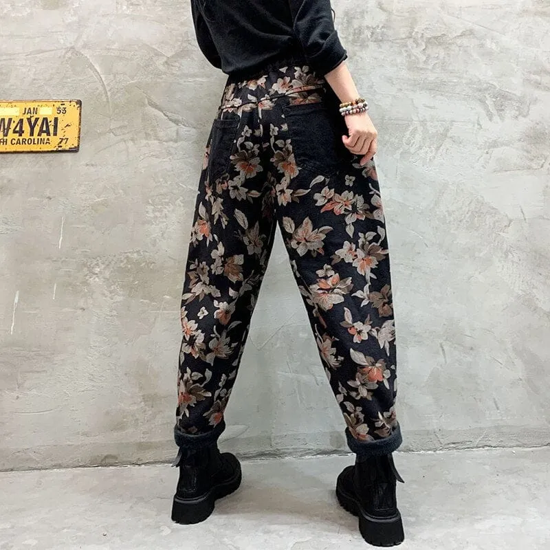 High Waist Denim Harem Pants