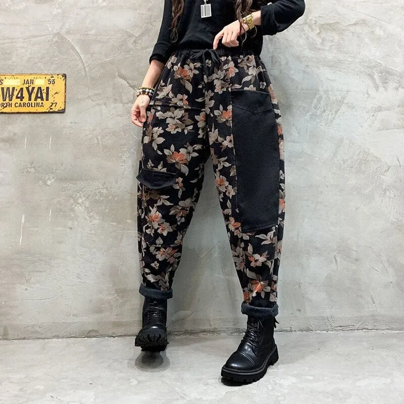 High Waist Denim Harem Pants