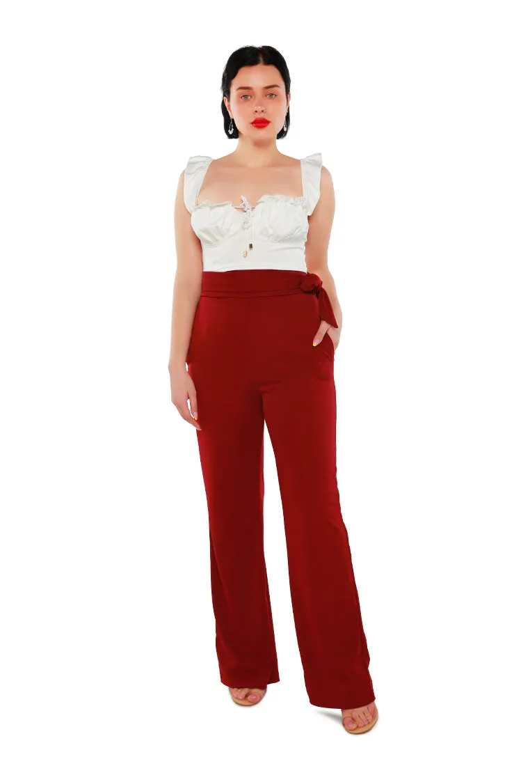 High Waist Wide Leg Pants in Red