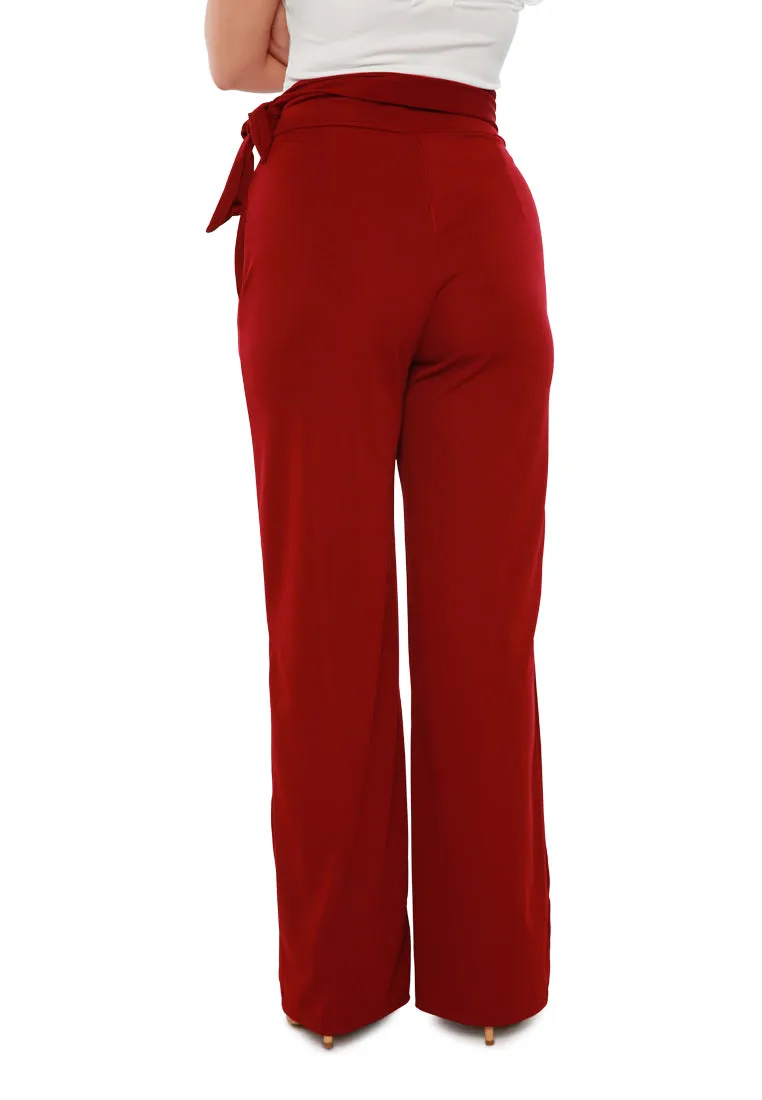 High Waist Wide Leg Pants in Red