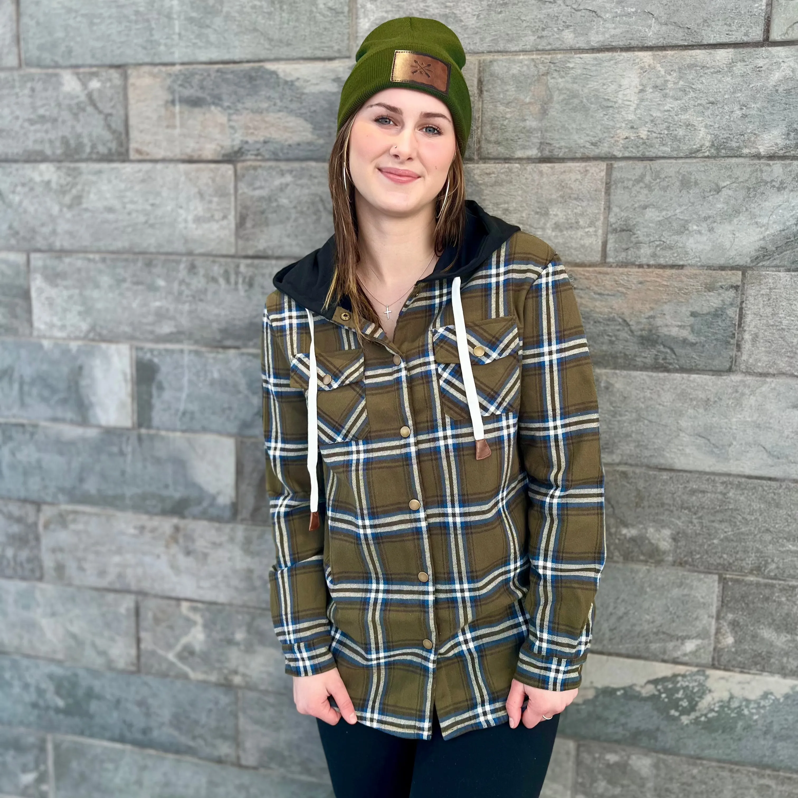 Hooded Flannel Shacket - Lined