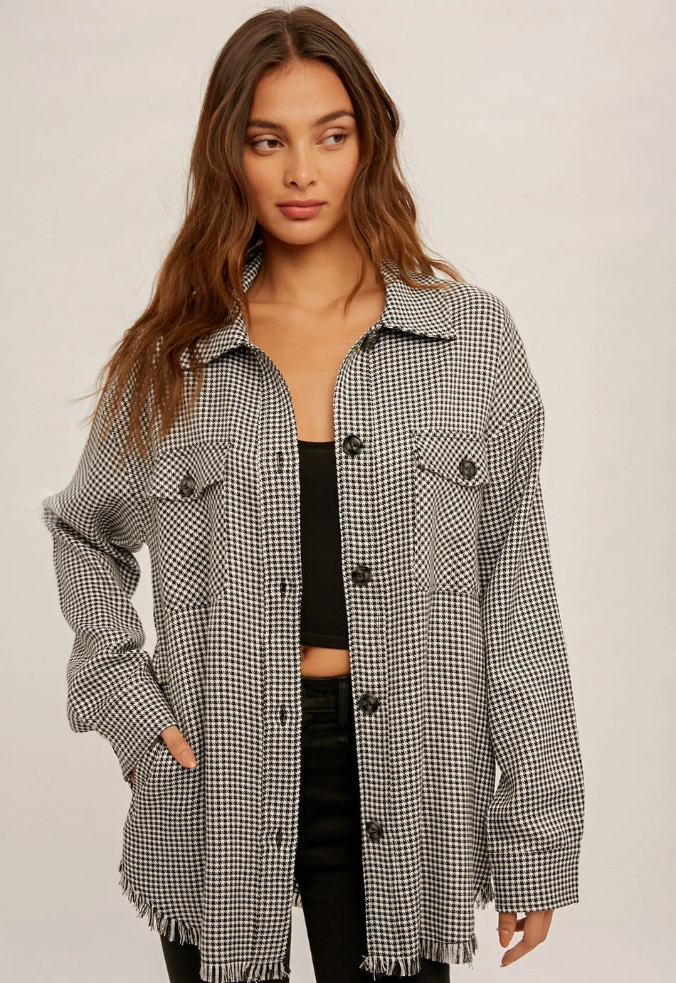 Houndstooth Lightweight Shacket