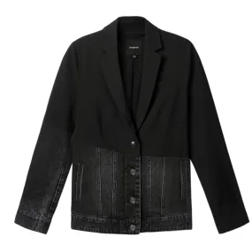 Hybrid Denim Blazer Jacket - Black