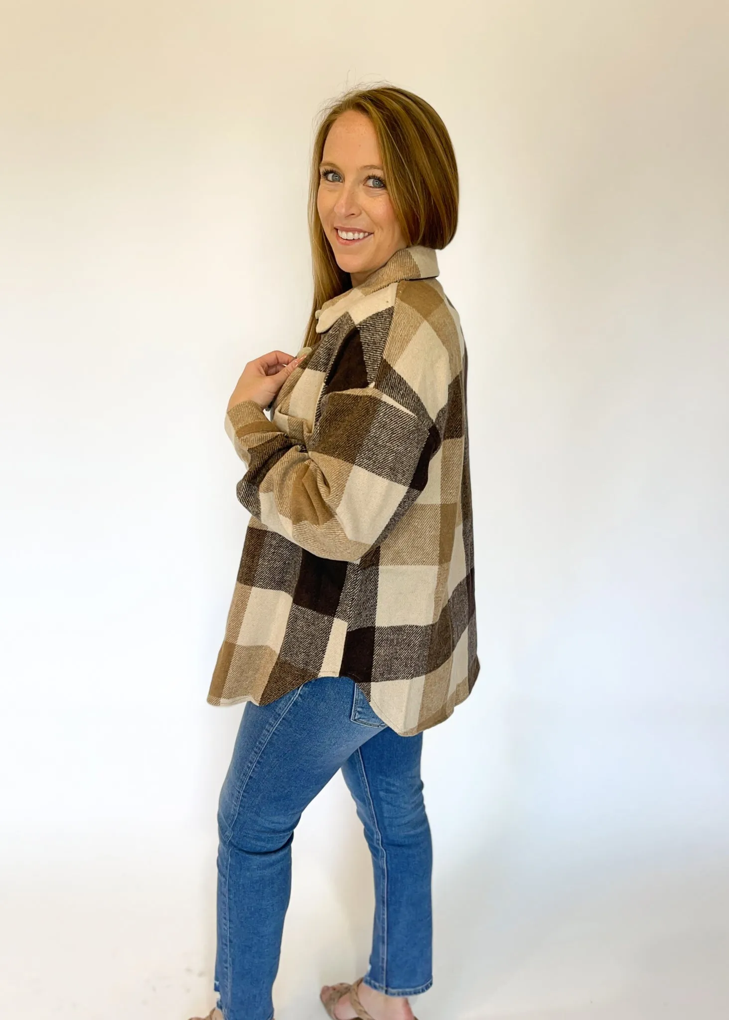 Jenna Neutral Plaid Shacket