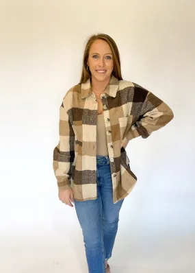 Jenna Neutral Plaid Shacket