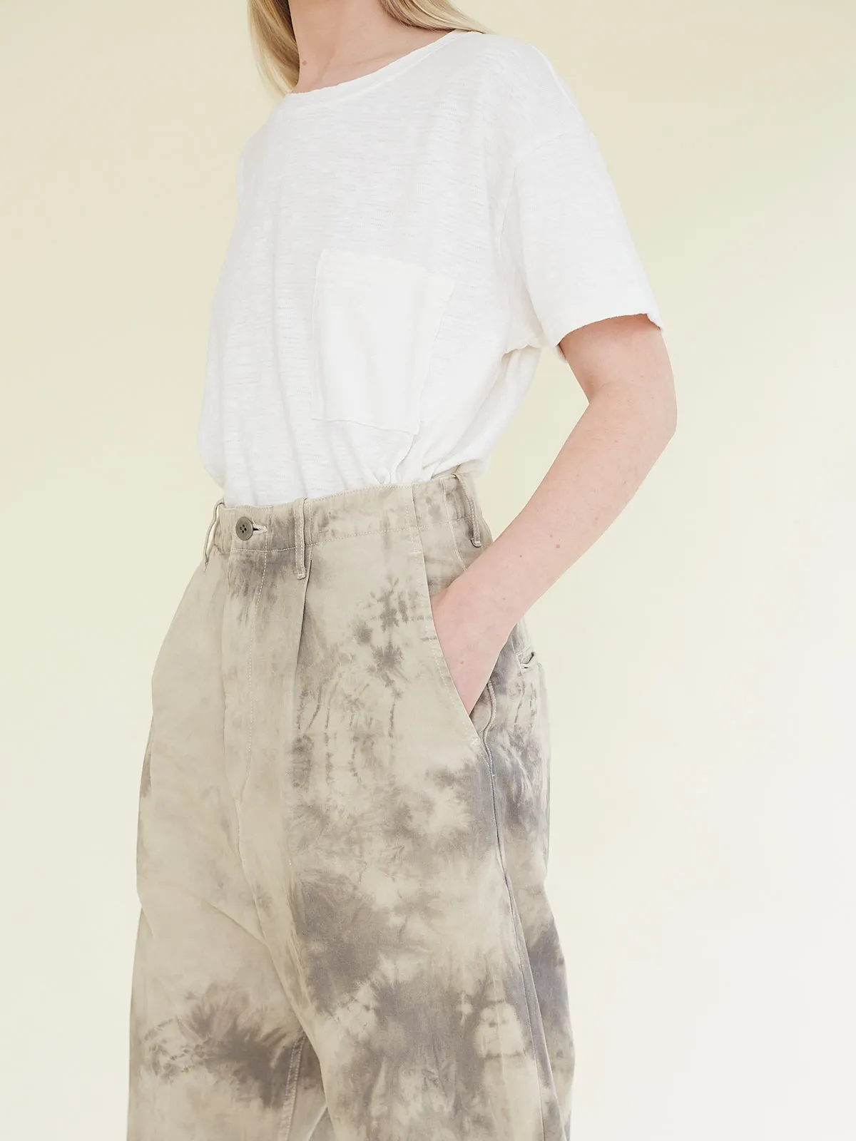 Katsuragi High Waist Nime Pants in Ecru Grey