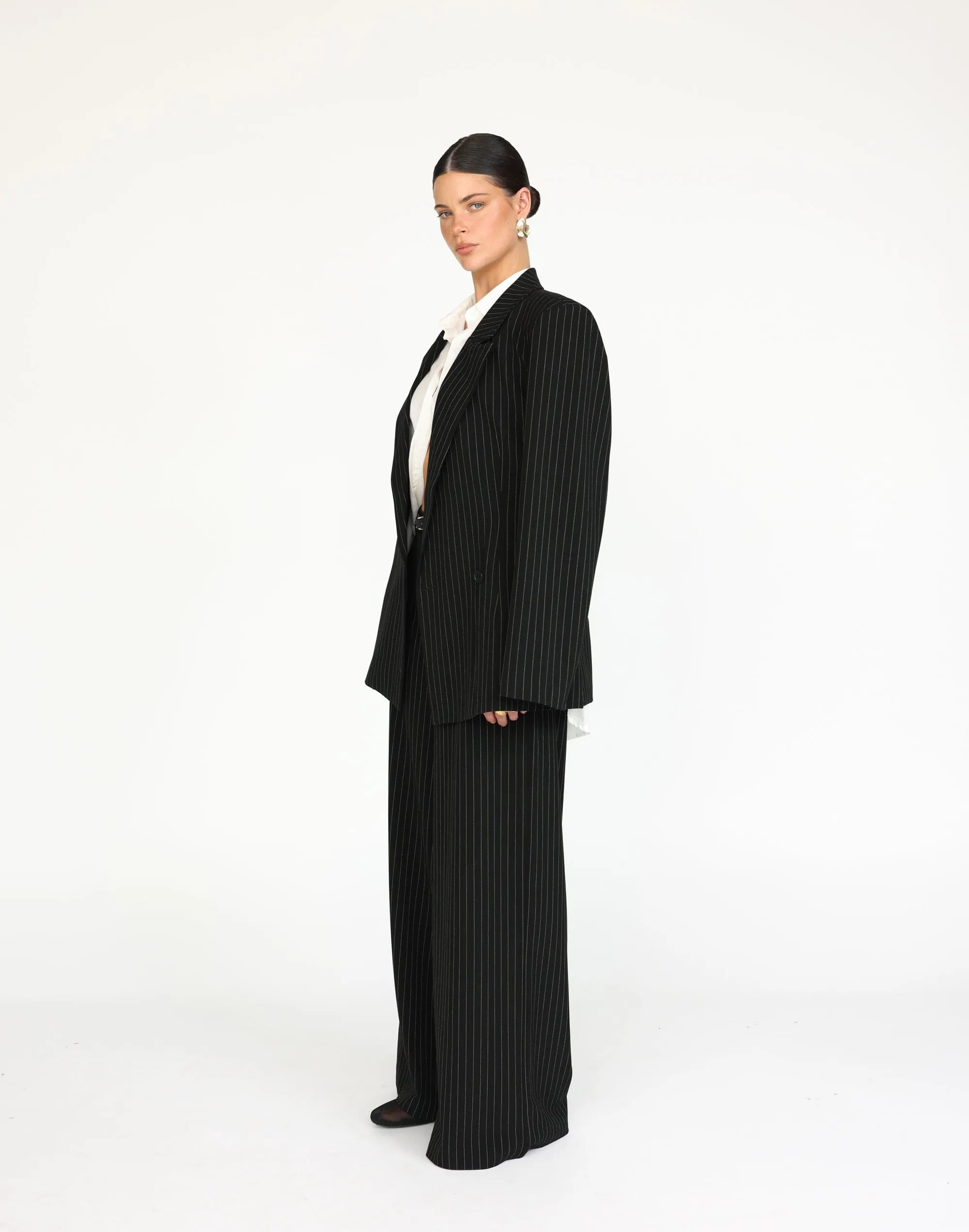 Kenza Pants (Black Pinstripe)