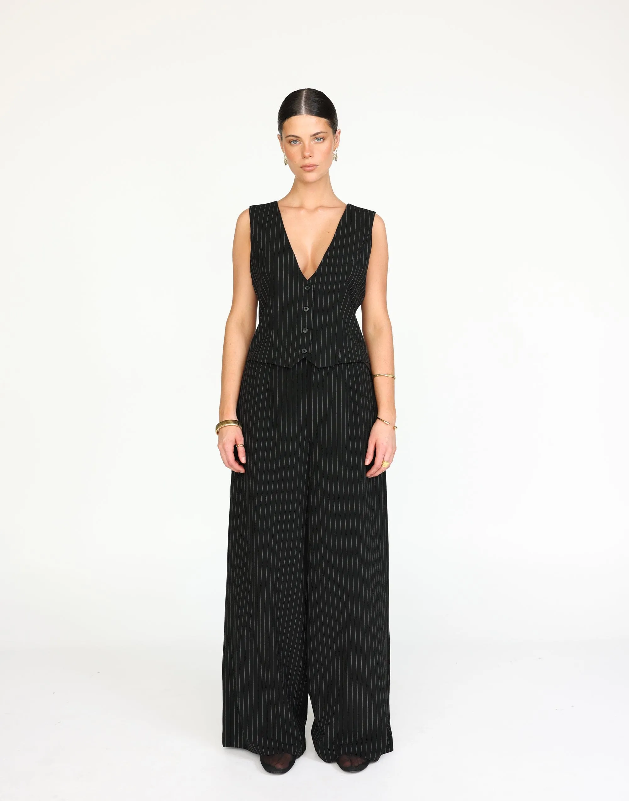 Kenza Pants (Black Pinstripe)